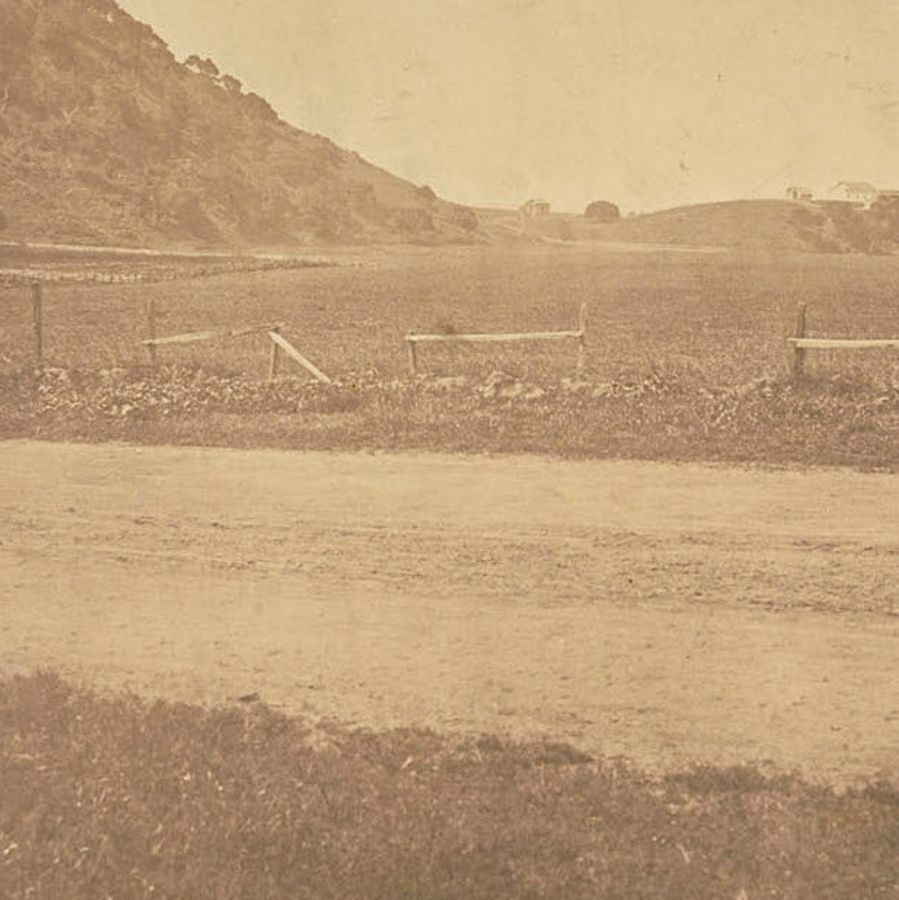 Rancho San Antonio, El Cerrito Hill, site of native mound, 1861.