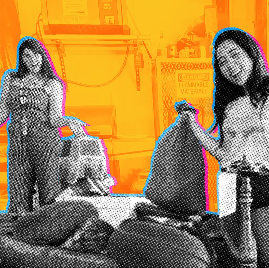 Ground Floor production assistants moving props.