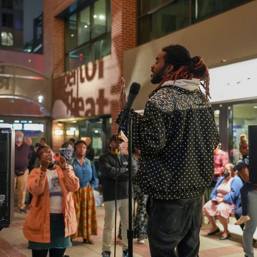 In Dialogue partners: Spoken word artist Reggie Edmonds in collaboration with Afro Urban Society, Oct 2022.